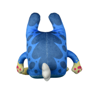 peluche conejo azul de espaldas.